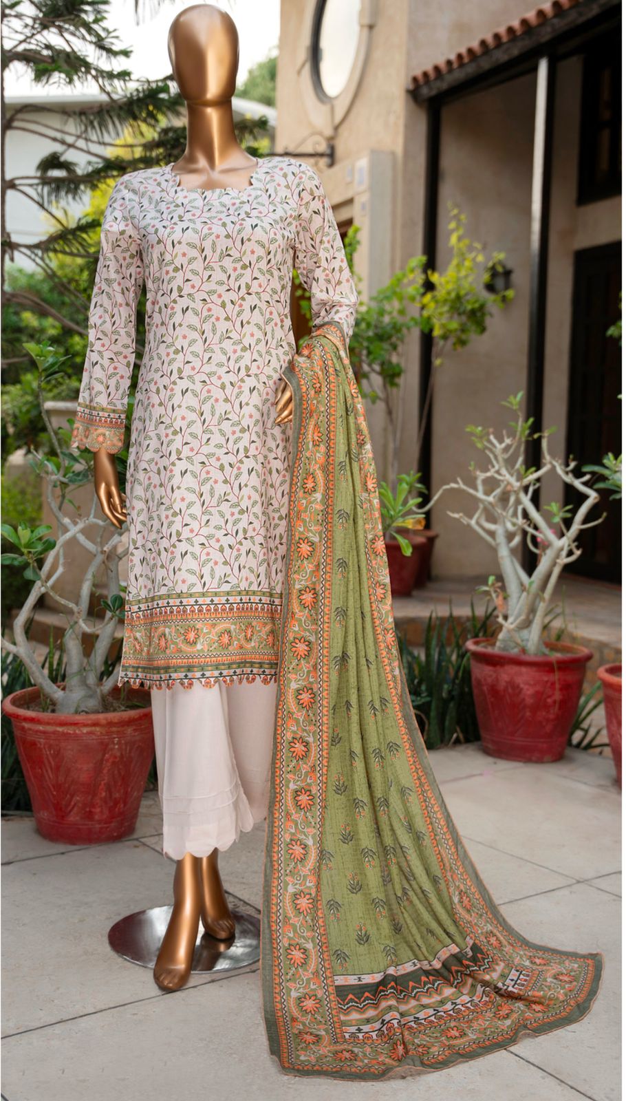 Printed 3 Piece Suite Zari Dupatta